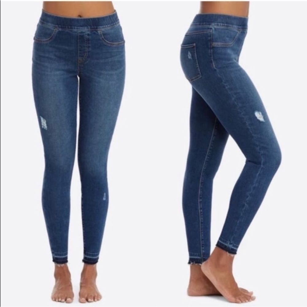 Spanx Distressed Ankle Skinny Jeans Medium Raw Hem